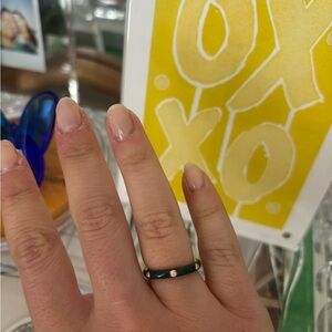EF Collection 3 Diamond and Hunter Green Enamel Stack Ring, Size 5